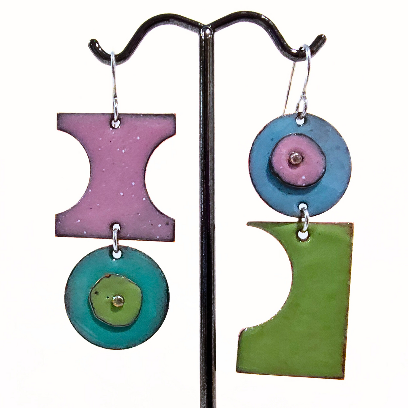 GEB-197 Purple, Green, Blue Abstract Earrings