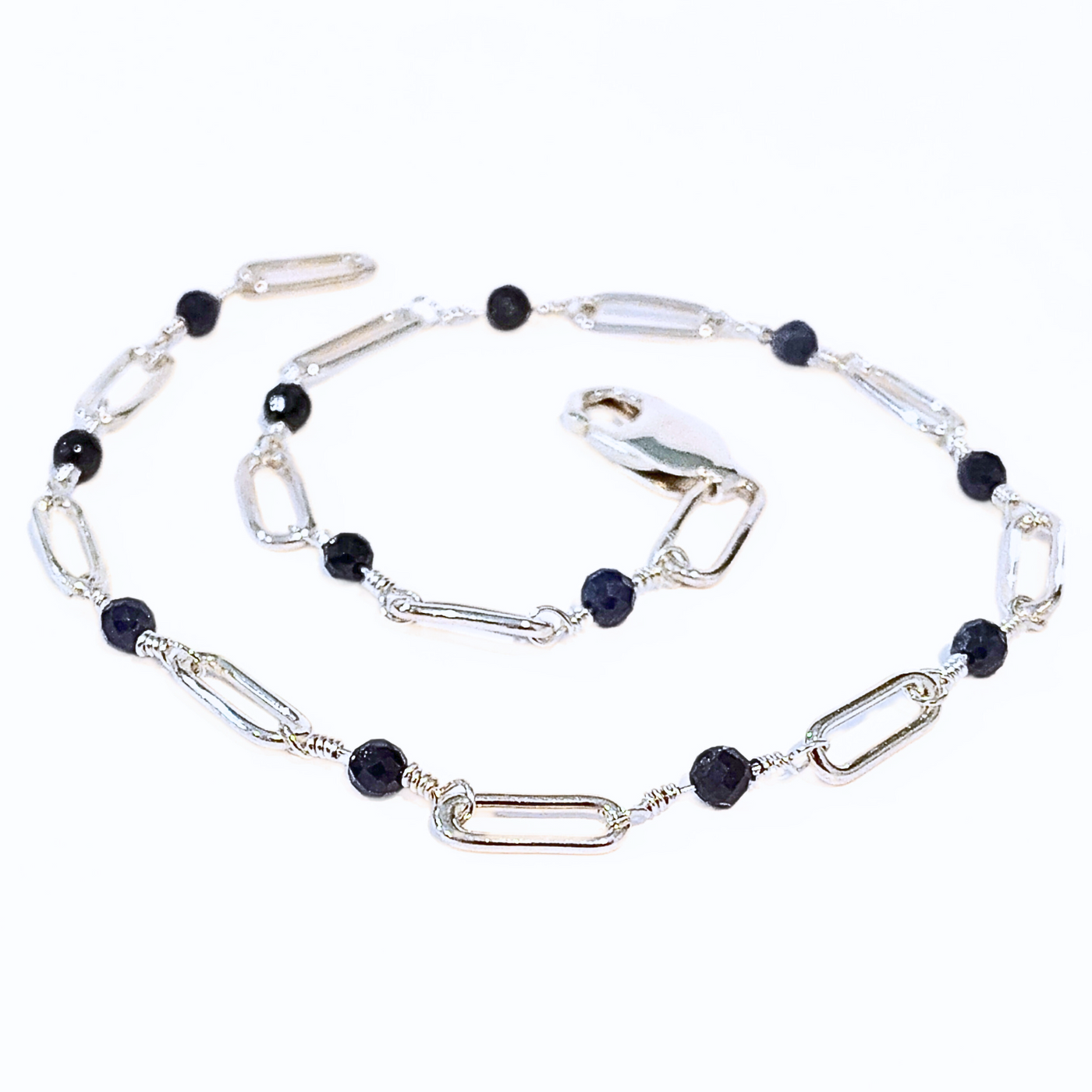 DJT-030 Sapphire and Sterling Anklet 10.5"