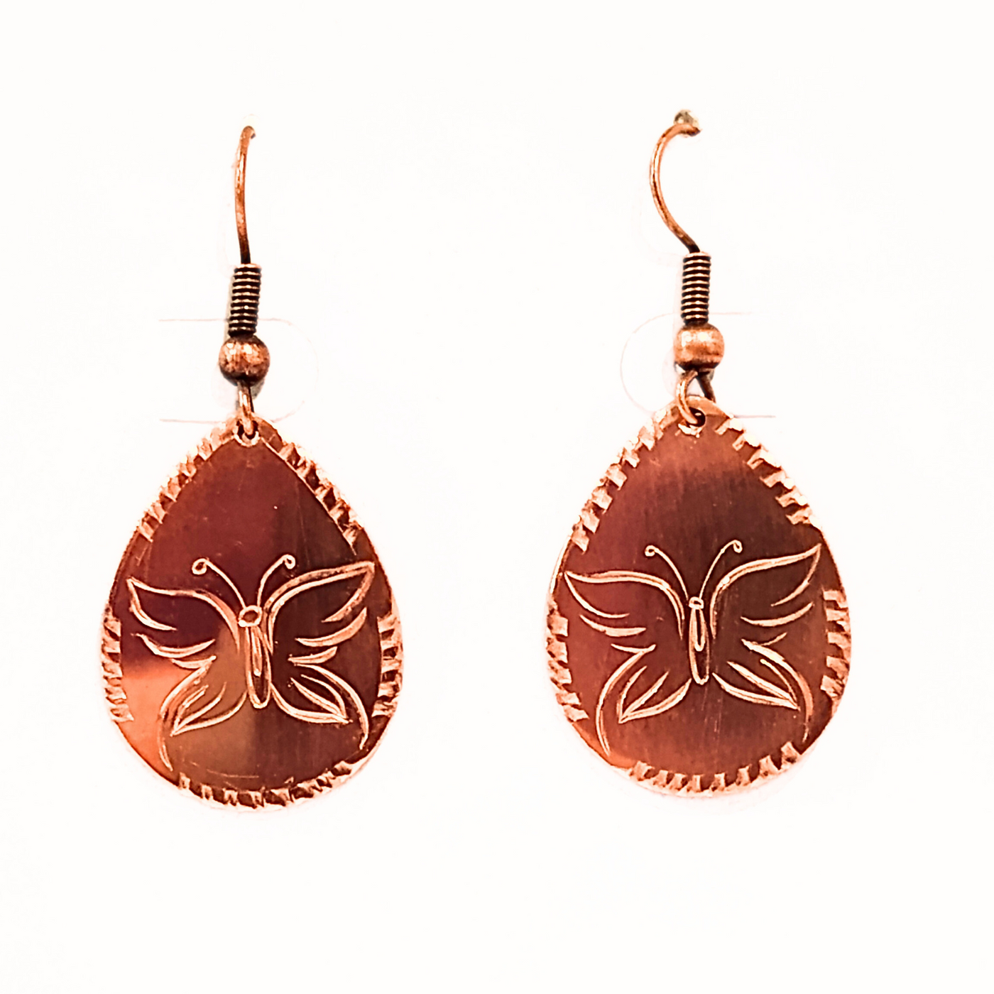 TB-015 Copper Engraved Earring - Butterfly