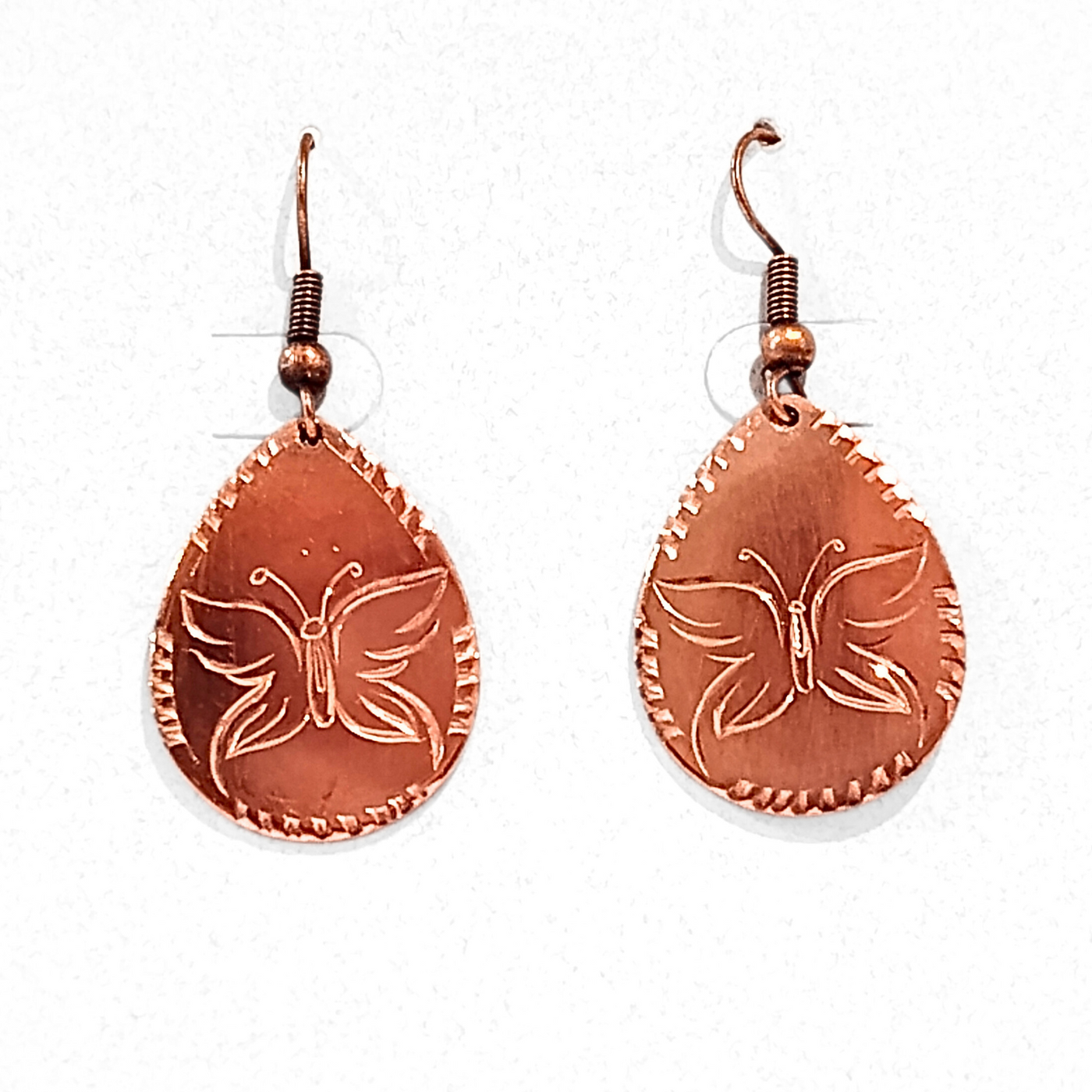 TB-015 Copper Engraved Earring - Butterfly