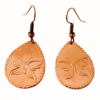 TB-015 Copper Engraved Earring - Butterfly