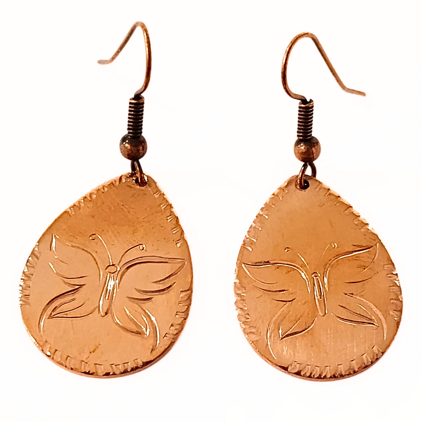 TB-015 Copper Engraved Earring - Butterfly