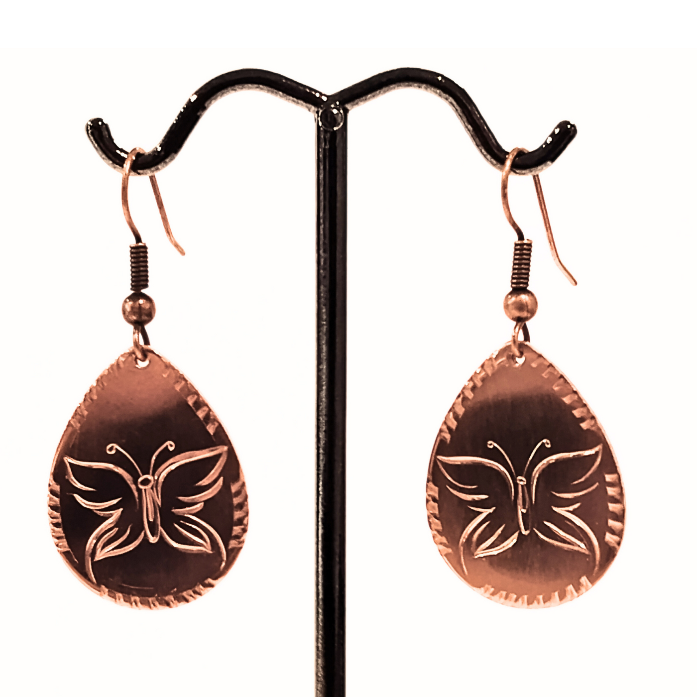 TB-015 Copper Engraved Earring - Butterfly