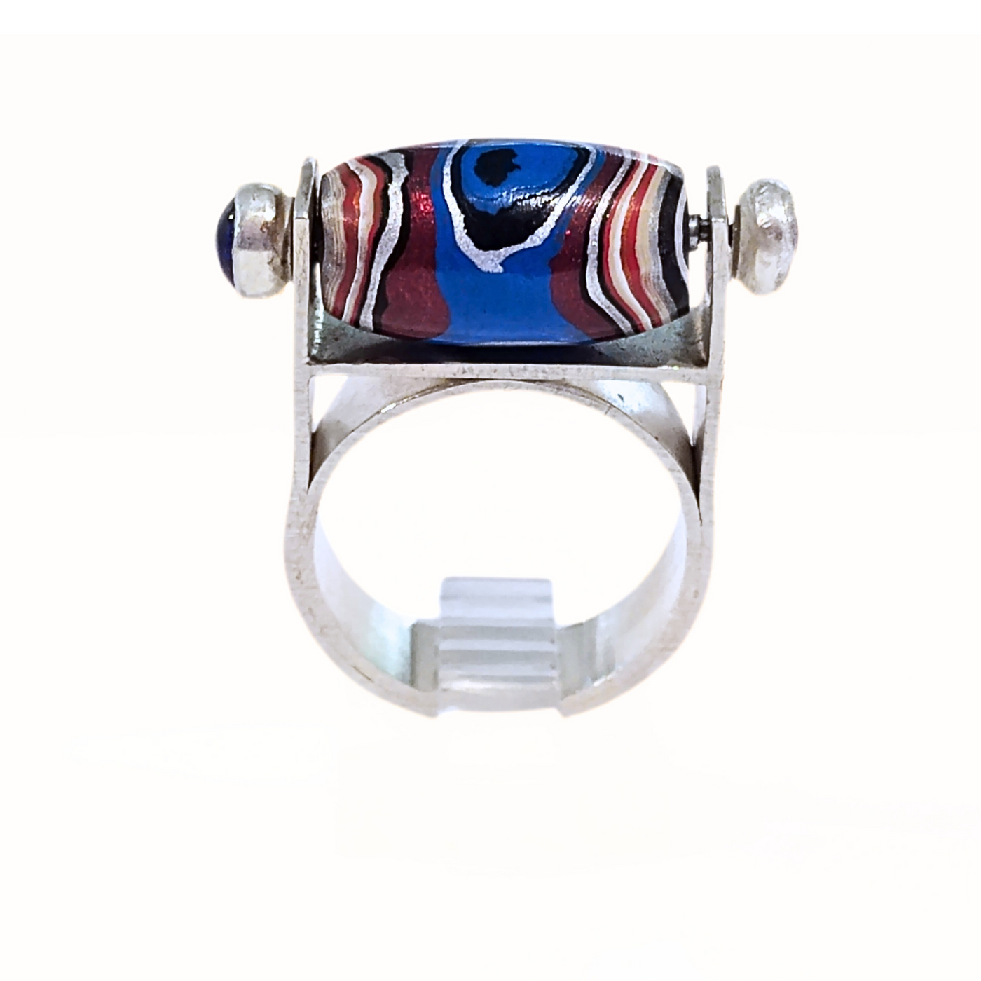 SM-387 Fordite Bead and Lapis Ring