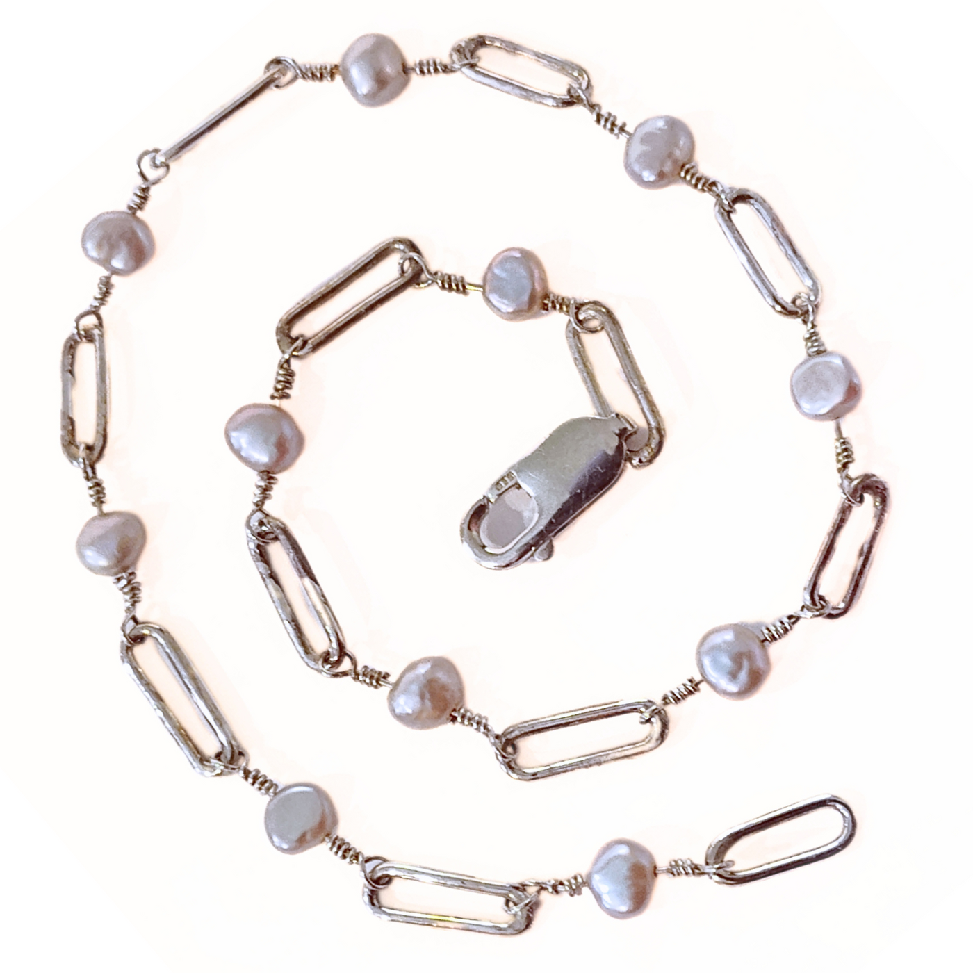 DJT-032 Pearl and Sterling Anklet 10.5"