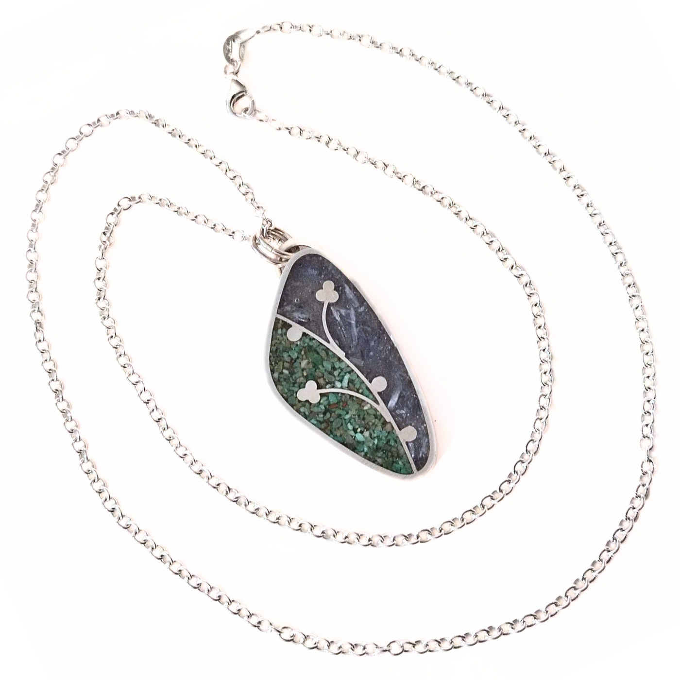 JSD-6091 Inlay Pendant "Awaken"  Turquoise and Kyanite