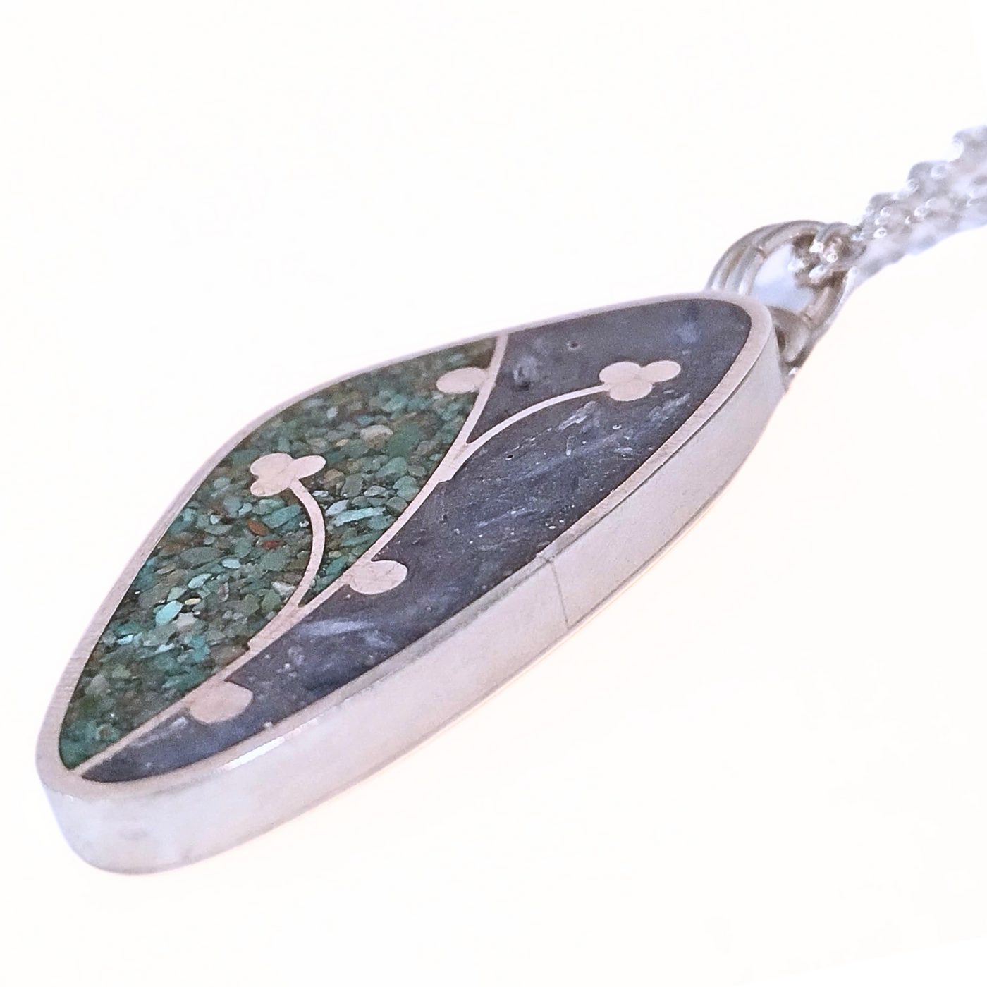 JSD-6091 Inlay Pendant "Awaken"  Turquoise and Kyanite