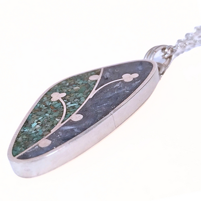 JSD-6091 Inlay Pendant "Awaken"  Turquoise and Kyanite