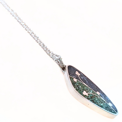 JSD-6091 Inlay Pendant "Awaken"  Turquoise and Kyanite