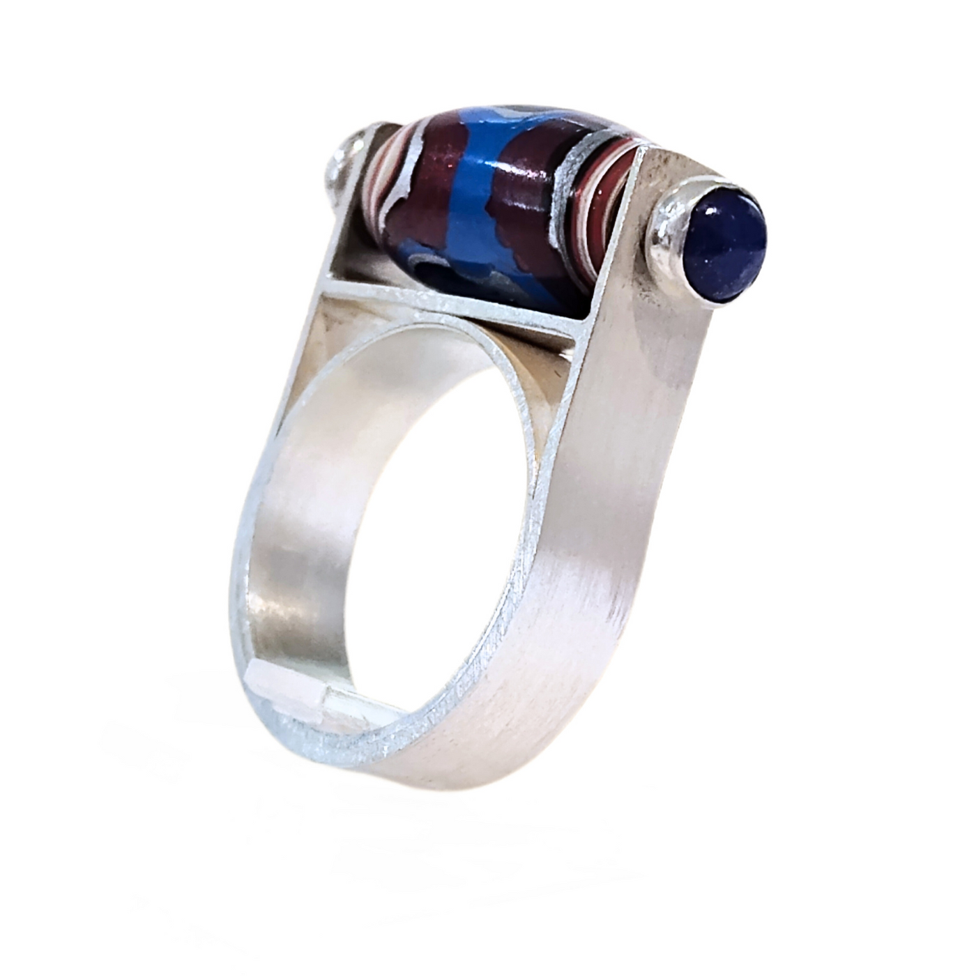 SM-387 Fordite Bead and Lapis Ring