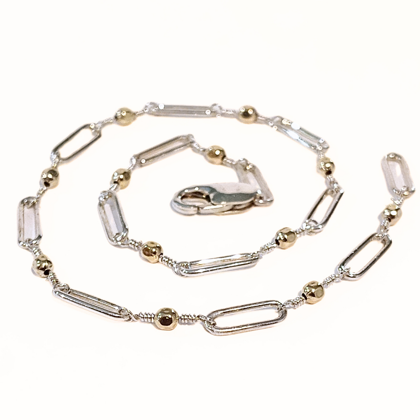 DJT-033 Sterling and Gold Filled Anklet 10.5"