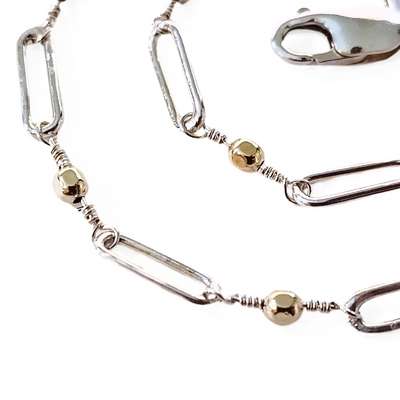 DJT-033 Sterling and Gold Filled Anklet 10.5"