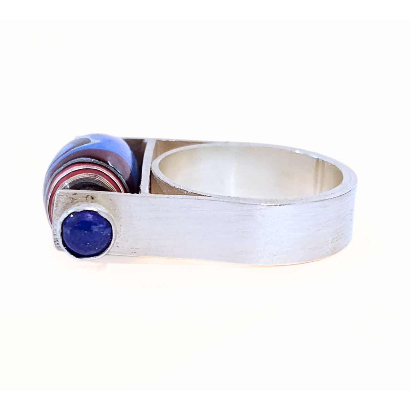 SM-387 Fordite Bead and Lapis Ring