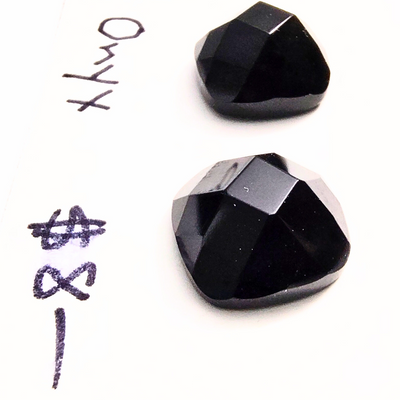 ONX-1001 Black Onyx Rose Cut Pair